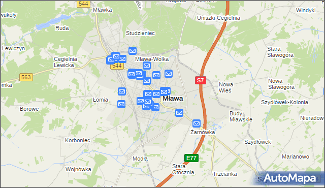 mapa Mława, Mława na mapie Targeo