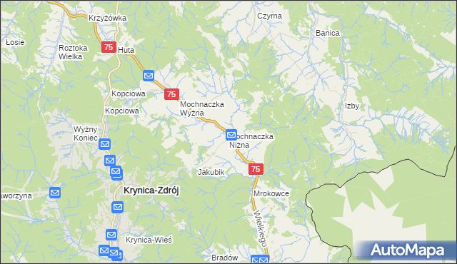 mapa Mochnaczka Niżna, Mochnaczka Niżna na mapie Targeo