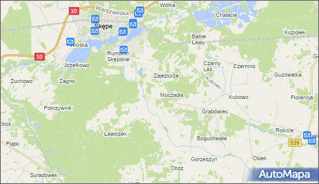 mapa Moczadła gmina Skępe, Moczadła gmina Skępe na mapie Targeo