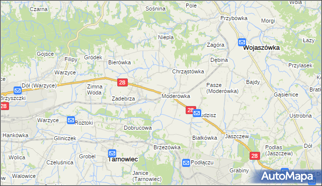 mapa Moderówka, Moderówka na mapie Targeo