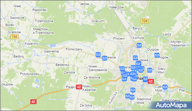 mapa Modliszewice, Modliszewice na mapie Targeo