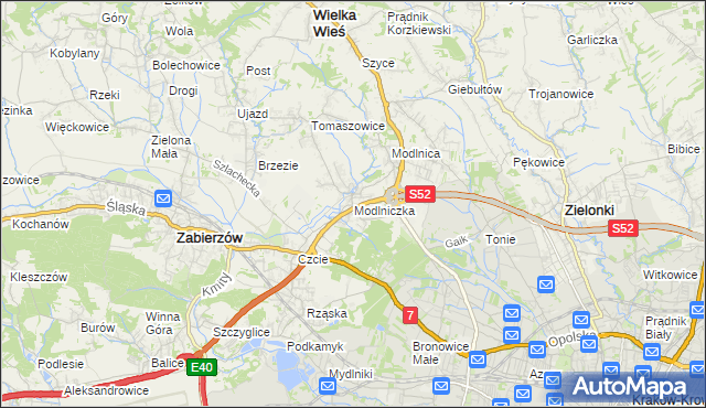 mapa Modlniczka, Modlniczka na mapie Targeo