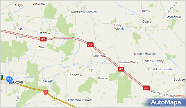 mapa Modrzew gmina Zbuczyn, Modrzew gmina Zbuczyn na mapie Targeo