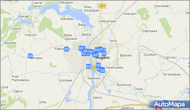 mapa Mogilno, Mogilno na mapie Targeo
