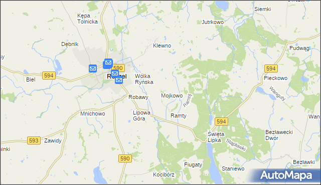mapa Mojkowo gmina Reszel, Mojkowo gmina Reszel na mapie Targeo