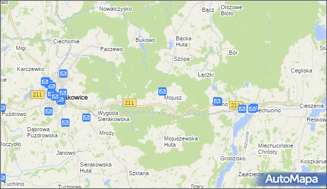 mapa Mojusz, Mojusz na mapie Targeo