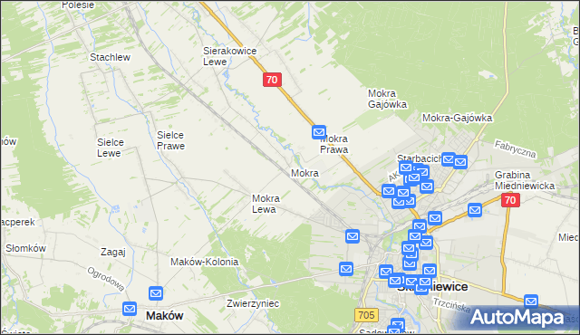 mapa Mokra gmina Skierniewice, Mokra gmina Skierniewice na mapie Targeo