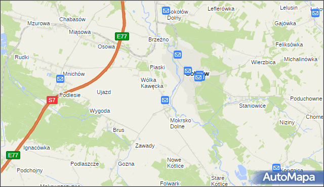 mapa Mokrsko Górne, Mokrsko Górne na mapie Targeo