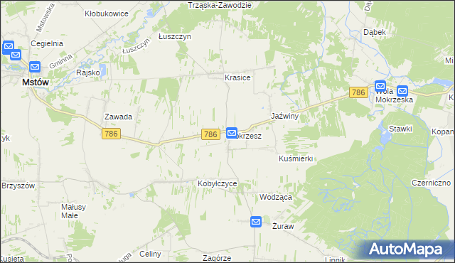 mapa Mokrzesz, Mokrzesz na mapie Targeo