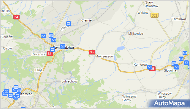 mapa Mokrzeszów, Mokrzeszów na mapie Targeo