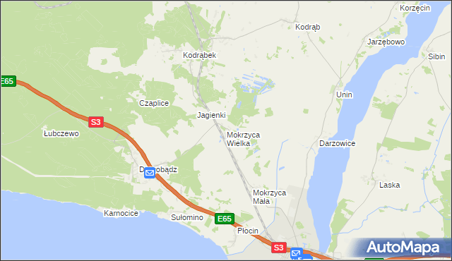 mapa Mokrzyca Wielka, Mokrzyca Wielka na mapie Targeo