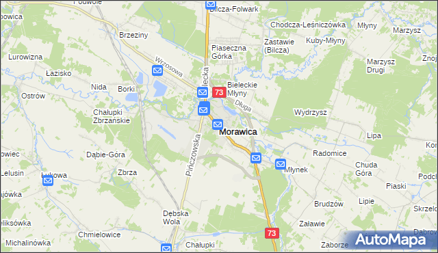 mapa Morawica powiat kielecki, Morawica powiat kielecki na mapie Targeo