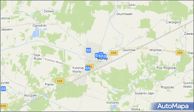 mapa Mordy, Mordy na mapie Targeo