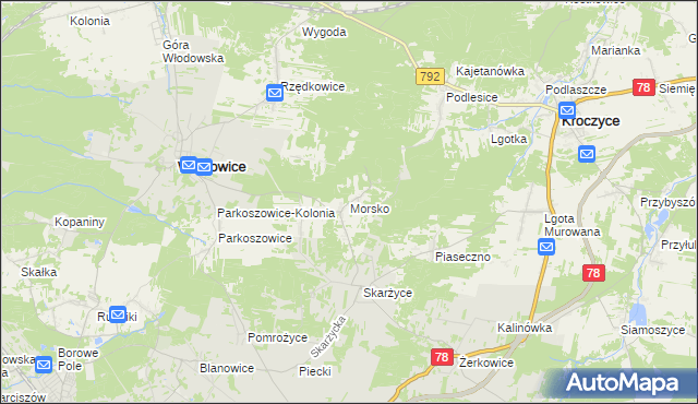mapa Morsko gmina Włodowice, Morsko gmina Włodowice na mapie Targeo