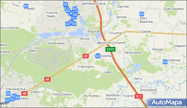 mapa Moszczanka gmina Ryki, Moszczanka gmina Ryki na mapie Targeo