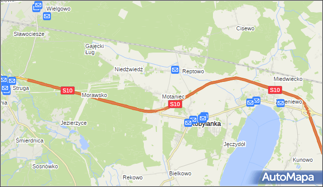 mapa Motaniec, Motaniec na mapie Targeo