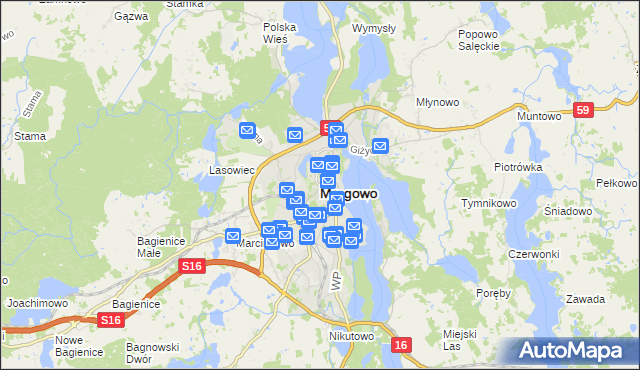 mapa Mrągowo, Mrągowo na mapie Targeo