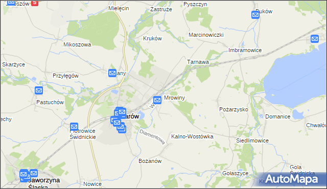 mapa Mrowiny gmina Żarów, Mrowiny gmina Żarów na mapie Targeo