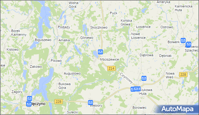 mapa Mściszewice, Mściszewice na mapie Targeo