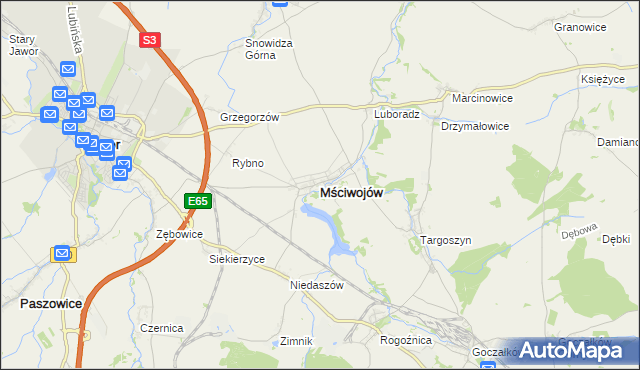 mapa Mściwojów, Mściwojów na mapie Targeo
