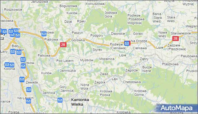 mapa Mszalnica, Mszalnica na mapie Targeo