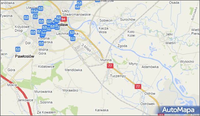 mapa Munina, Munina na mapie Targeo