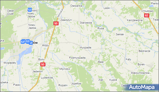 mapa Myszadła, Myszadła na mapie Targeo
