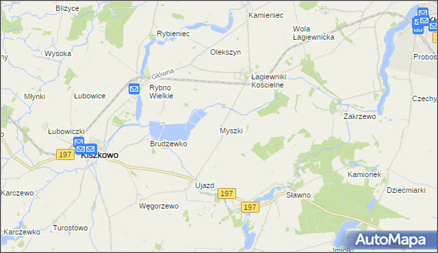mapa Myszki gmina Kiszkowo, Myszki gmina Kiszkowo na mapie Targeo