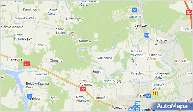 mapa Nakielnica, Nakielnica na mapie Targeo