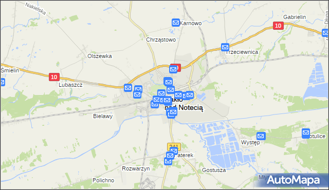mapa Nakło nad Notecią, Nakło nad Notecią na mapie Targeo