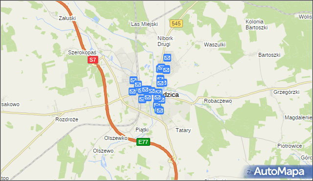 mapa Nidzica, Nidzica na mapie Targeo