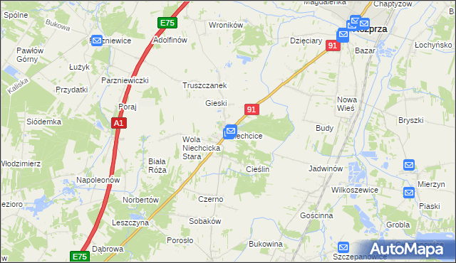 mapa Niechcice, Niechcice na mapie Targeo