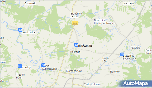 mapa Niedźwiada powiat lubartowski, Niedźwiada powiat lubartowski na mapie Targeo