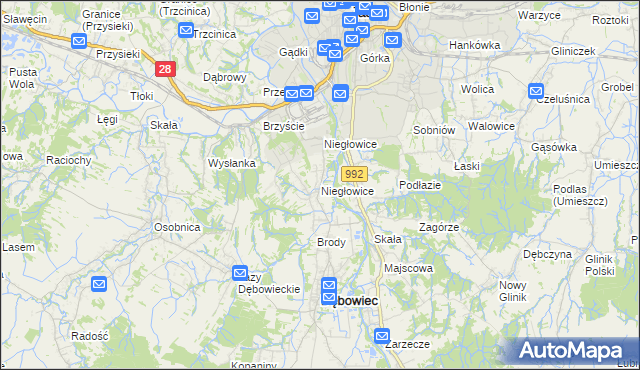 mapa Niegłowice, Niegłowice na mapie Targeo