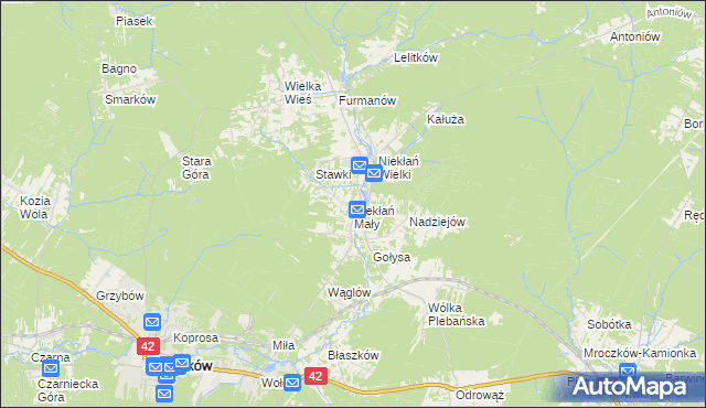 mapa Niekłań Mały, Niekłań Mały na mapie Targeo