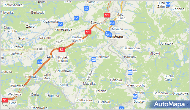 mapa Nieledwia, Nieledwia na mapie Targeo
