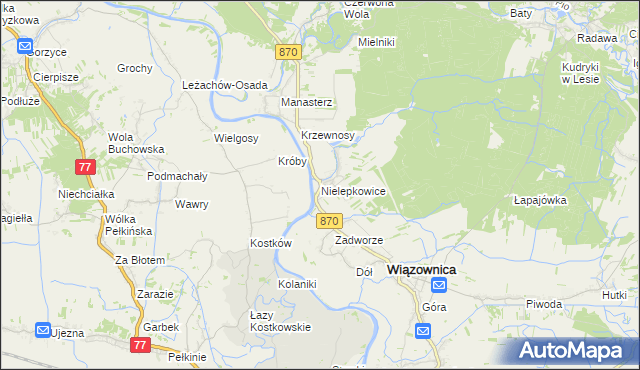 mapa Nielepkowice, Nielepkowice na mapie Targeo