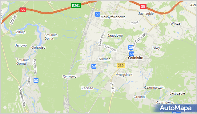 mapa Niemcz, Niemcz na mapie Targeo