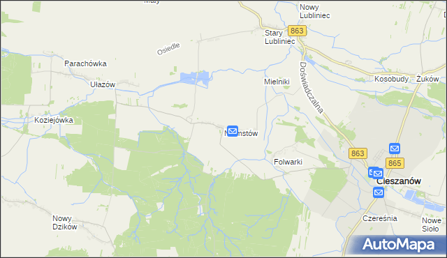 mapa Niemstów gmina Cieszanów, Niemstów gmina Cieszanów na mapie Targeo