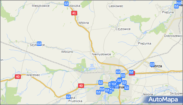 mapa Niemysłowice, Niemysłowice na mapie Targeo