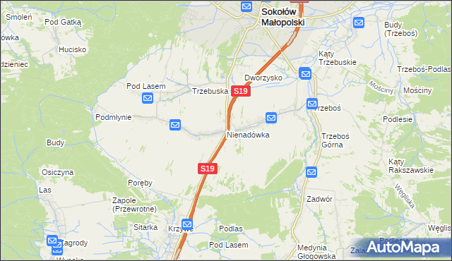 mapa Nienadówka, Nienadówka na mapie Targeo