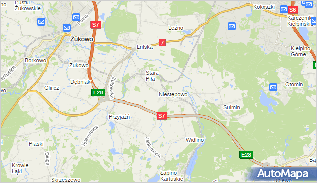 mapa Niestępowo, Niestępowo na mapie Targeo