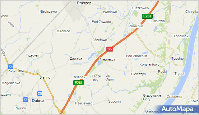 mapa Niewieścin, Niewieścin na mapie Targeo