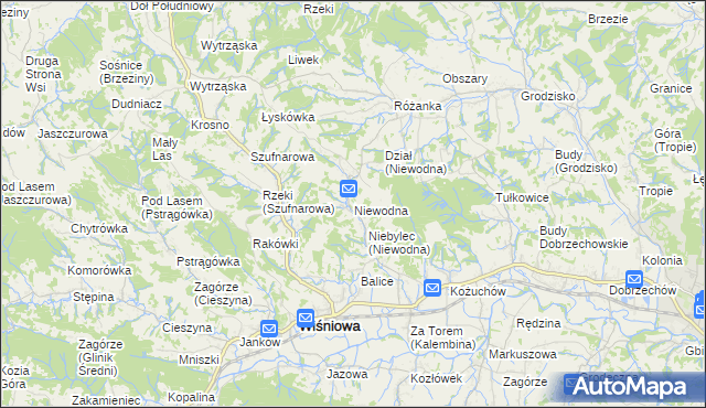 mapa Niewodna, Niewodna na mapie Targeo