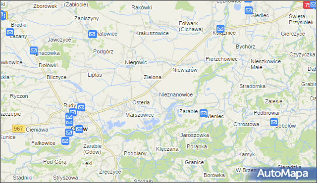 mapa Nieznanowice gmina Gdów, Nieznanowice gmina Gdów na mapie Targeo
