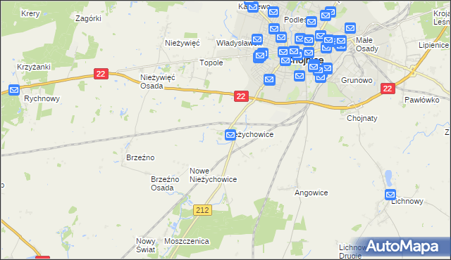 mapa Nieżychowice, Nieżychowice na mapie Targeo