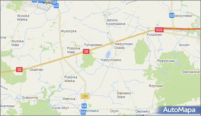 mapa Nieżychówko, Nieżychówko na mapie Targeo