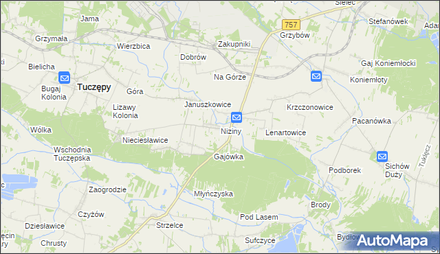mapa Niziny gmina Tuczępy, Niziny gmina Tuczępy na mapie Targeo