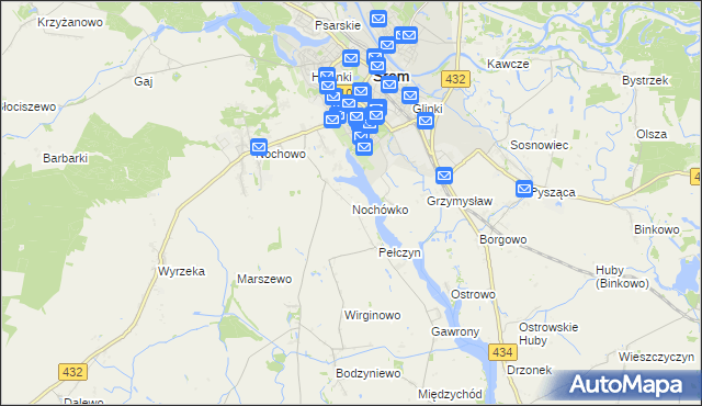 mapa Nochówko, Nochówko na mapie Targeo