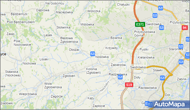 mapa Nosówka, Nosówka na mapie Targeo